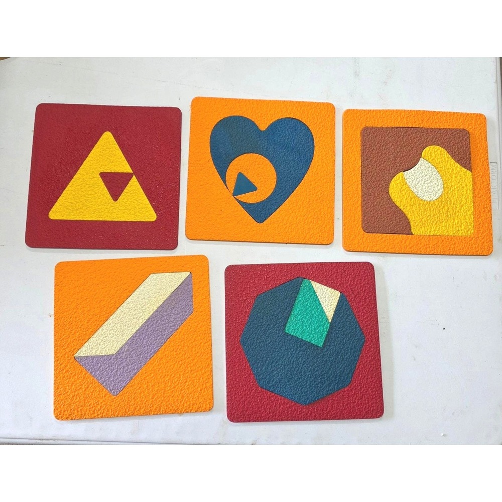 Lauri Crepe Rubber Shape Puzzles Vintage Educational Tactile Learning Toy Set 5